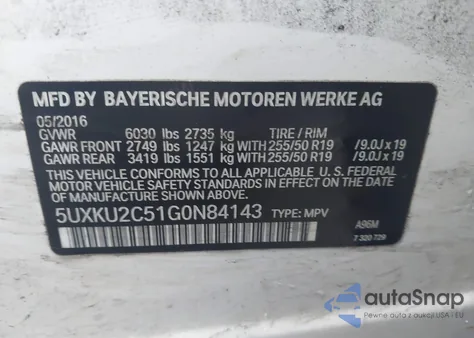 2016 BMW X6 xDrive35I из США, поврежденный, VIN 5UXKU2C51G0N84143